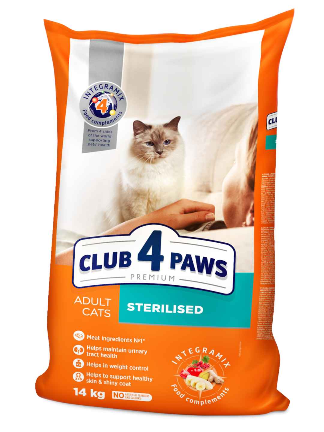 CLUB 4 PAWS Ξηρά Τροφή για Ενήλικες Στειρωμένες Γάτες με Κοτόπουλο 14kg