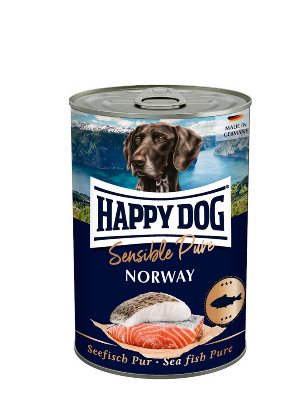 Happy Dog NORWAY 400g ΜΕ ΣΟΛΟΜΟ & ΜΠΑΚΑΛΙΑΡΟ