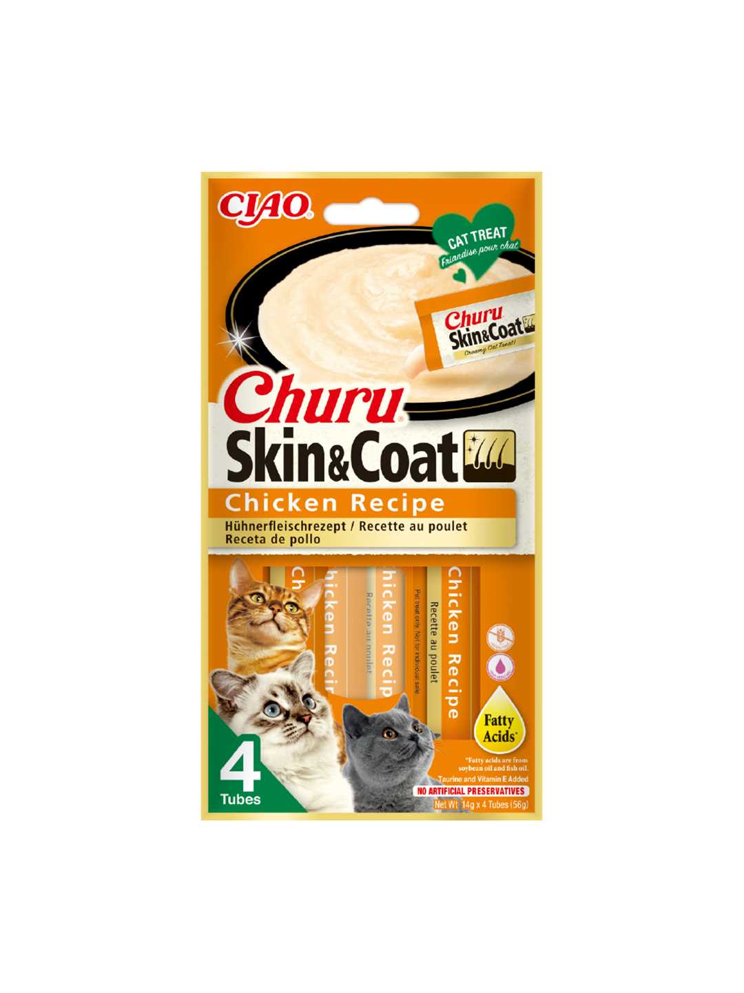 Inaba Churu Skin & Coat Κρεμώδης Λιχουδιά για Γάτα με κοτόπουλο 56gr