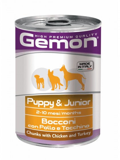 GEMON Chunks with Chicken and Turkey - Puppy & Junior 415g
