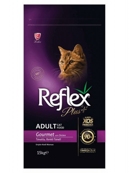 Reflex Plus Adult Gourmet Multicolor 15 kg για Ενήλικες Γάτες με Κοτόπουλο