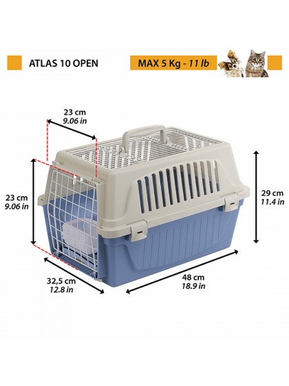 Κλουβί Μεταφοράς Για Γάτες Και Μικρόσωμα Σκυλιά Ferplast Atlas Open - 10, Διαστάσεων: 32,5 X 48 X H 29 cm