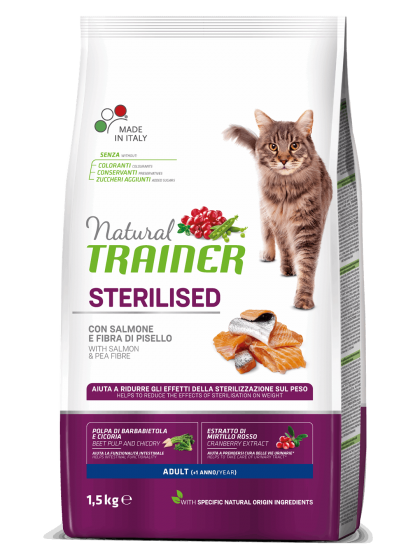 Natural Trainer Adult Sterilized Σολομός 10kg για στειρωμένες γάτες