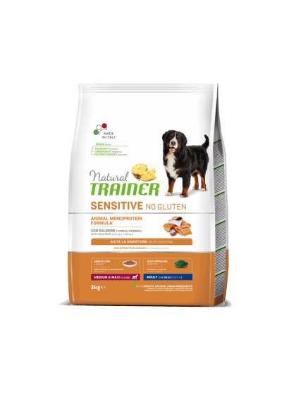 Natural Trainer Sensitive Adult Μ/Μ Σολομός 12kg για διατροφικά ευαίσθητους σκύλους