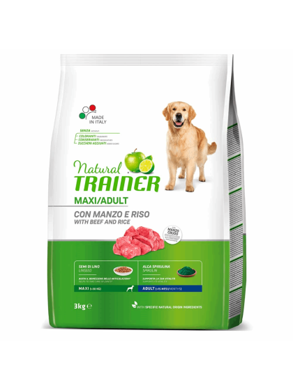 Natural Trainer Maxi Adult Βοδινό 3kg για ενήλικους σκύλους μεγαλόσωμων φυλών