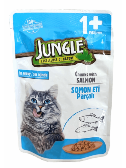 Jungle Adult Cat Food Chunks with Salmon in Gravy 100g