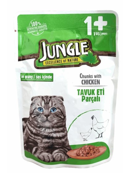 Jungle Adult Cat Food Chunks with Chicken in Gravy 100g