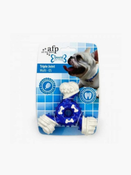 AFP Παιχνίδι Σκύλου οδοντικής φροντίδας Dental Triple Joint 12,5x12x3cm ΜΠΛΕ