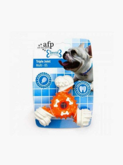 AFP Παιχνίδι Σκύλου οδοντικής φροντίδας Dental Triple Joint 12,5x12x3cm ΠΟΡΤΟΚΑΛΙ