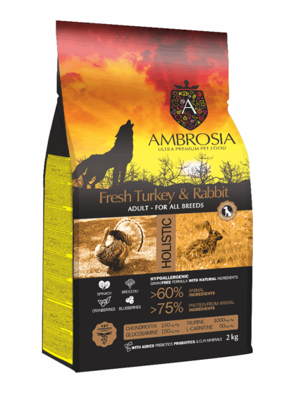 AMBROSIA GRAIN FREE ADULT SENSITIVE FRESH TURKEY & RABBIT 12kg για Ενήλικους Σκύλους όλων των Φυλών