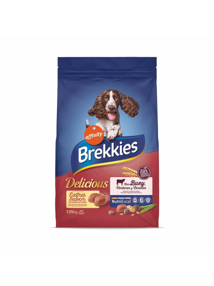 Brekkies Dog Adult - Delicious Beef Με Βοδινό, Κοτόπουλο, Λαχανικά και Δημητριακά 7,25kg