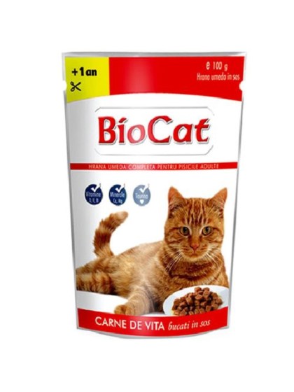 Bio Cat Adult Food Chunks with Beef in Gravy 100gr