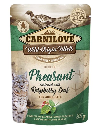 Carnilove Cat Pouches Pheasant enriched with Raspberry Leaf 85gr
