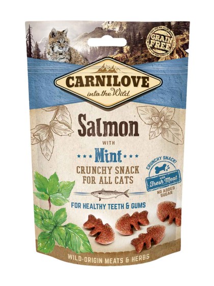 CARNILOVE Cat  Snack Crunch Salmon with Mint 50gr Λιχουδιές για Γάτες με Σολομό