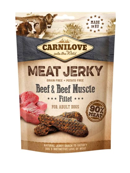 CARNILOVE Dog Snack Meat Jerky Beef & Beef Muscle Fillet 100g Λιχουδίες για Σκύλους με Βοδινό