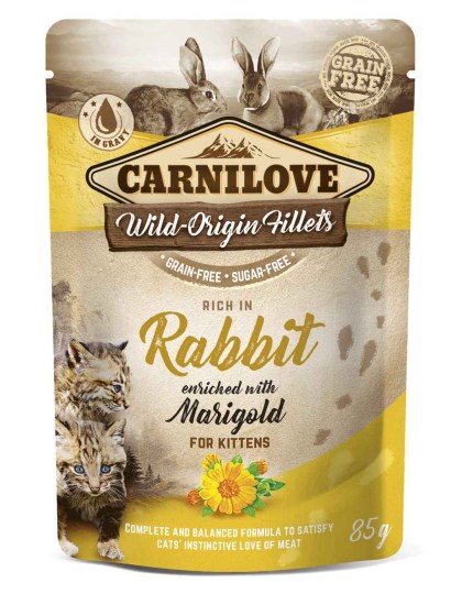 Carnilove Kitten Pouches Rabbit enriched with Marigold 85gr