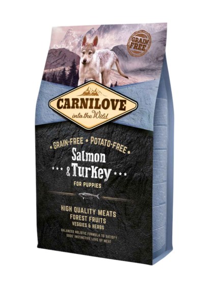 CARNILOVE Puppy Salmon and Turkey 4kg Ξηρά Τροφή για Κουτάβια με Σολομό και Γαλοπούλα