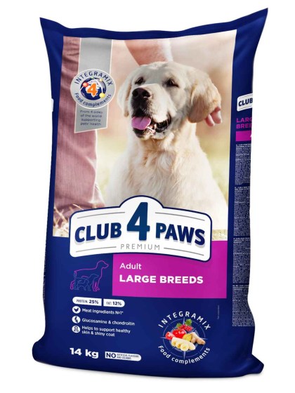 CLUB 4 PAWS Adult Large Breed 14kg Ξηρά Τροφή για Ενήλικους Σκύλους Μεγαλόσωμων Φυλών με Κοτόπουλο