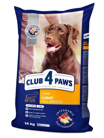 CLUB 4 PAWS Adult Light All Breeds 14kg Ξηρά Τροφή Διαίτης για Ενήλικους Σκύλους με Κοτόπουλο