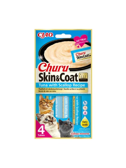 Inaba Churu Skin & Coat Κρεμώδης Λιχουδιά για Γάτα με τόνο και χτένια 56gr