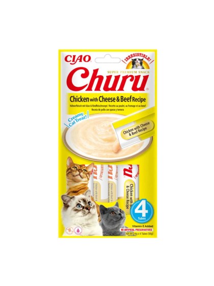 Inaba Ciao Churu Λιχουδιές Σνακ με Κοτόπουλο / Μοσχάρι / Τυρί για Γάτα 56gr