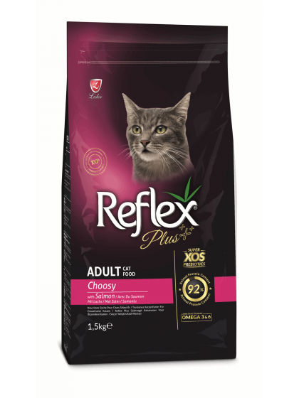 REFLEX PLUS CHOSSY SALMON 1.5KG για Ενήλικες Γάτες με Πρεβιοτικά