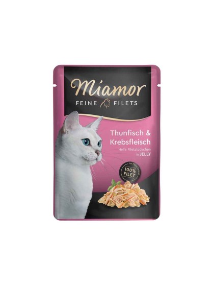 Miamor Feine Filets Jelly 100g Υγρή Τροφή για Ενήλικες Γάτες σε Φακελάκι με Τόνο και Καβούρι