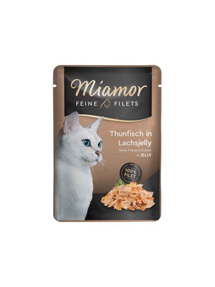Miamor Feine Filets Jelly 100g Υγρή Τροφή για Ενήλικες Γάτες σε Φακελάκι με Τόνο και Σολομό