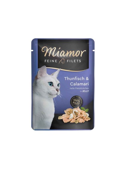 Miamor Feine Filets Jelly 100g Υγρή Τροφή για Ενήλικες Γάτες σε Φακελάκι με Τόνο και Καλαμάρι