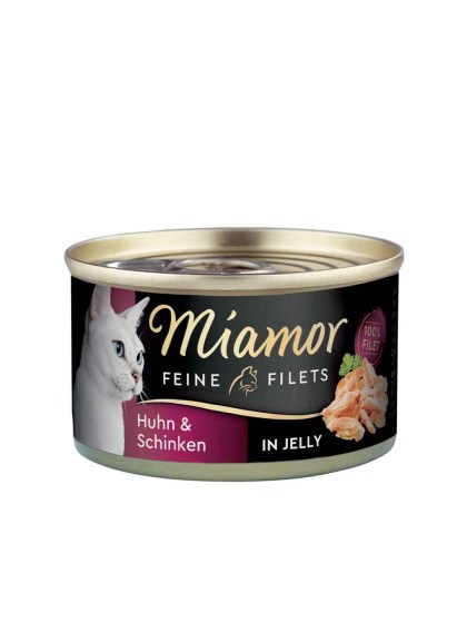 Miamor Feine Filets Jelly 100g Υγρή Τροφή για Ενήλικες Γάτες σε Κονσέρβα με Κοτόπουλο και Ζαμπόν