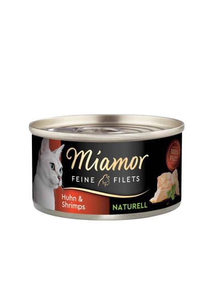 Miamor Feine Filets Naturelle 80g Υγρή Τροφή για Ενήλικες Γάτες σε Κονσέρβα με Κοτόπουλο και Γαρίδες