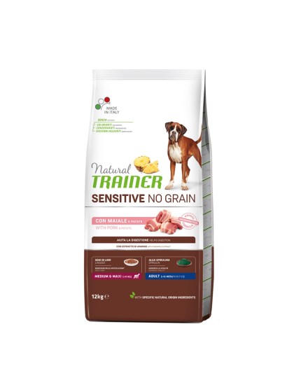 Natural Trainer Sensitive No Grain Adult Medium/Maxi Χοιρινό 12kg για διατροφικά ευαίσθητους σκύλους