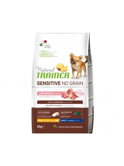 Natural Trainer Sensitive No Grain Adult Small & Toy Χοιρινο 2kg για διατροφικά ευαίσθητους σκύλους