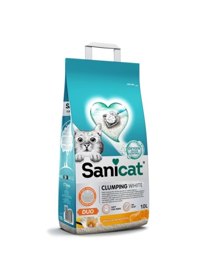 Sanicat Clumping White Duo Vanilla and Mandarin Άμμος για Γάτες 10L