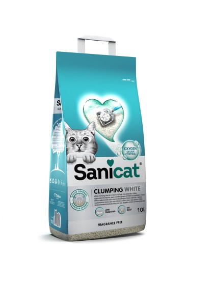 Sanicat Clumping White Fragrance Free Άμμος για Γάτες 10L